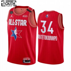Maglia NBA Milwaukee Bucks Giannis Antetokounmpo 34 2020 All-Star Jordan Brand Rosso Swingman - Bambino